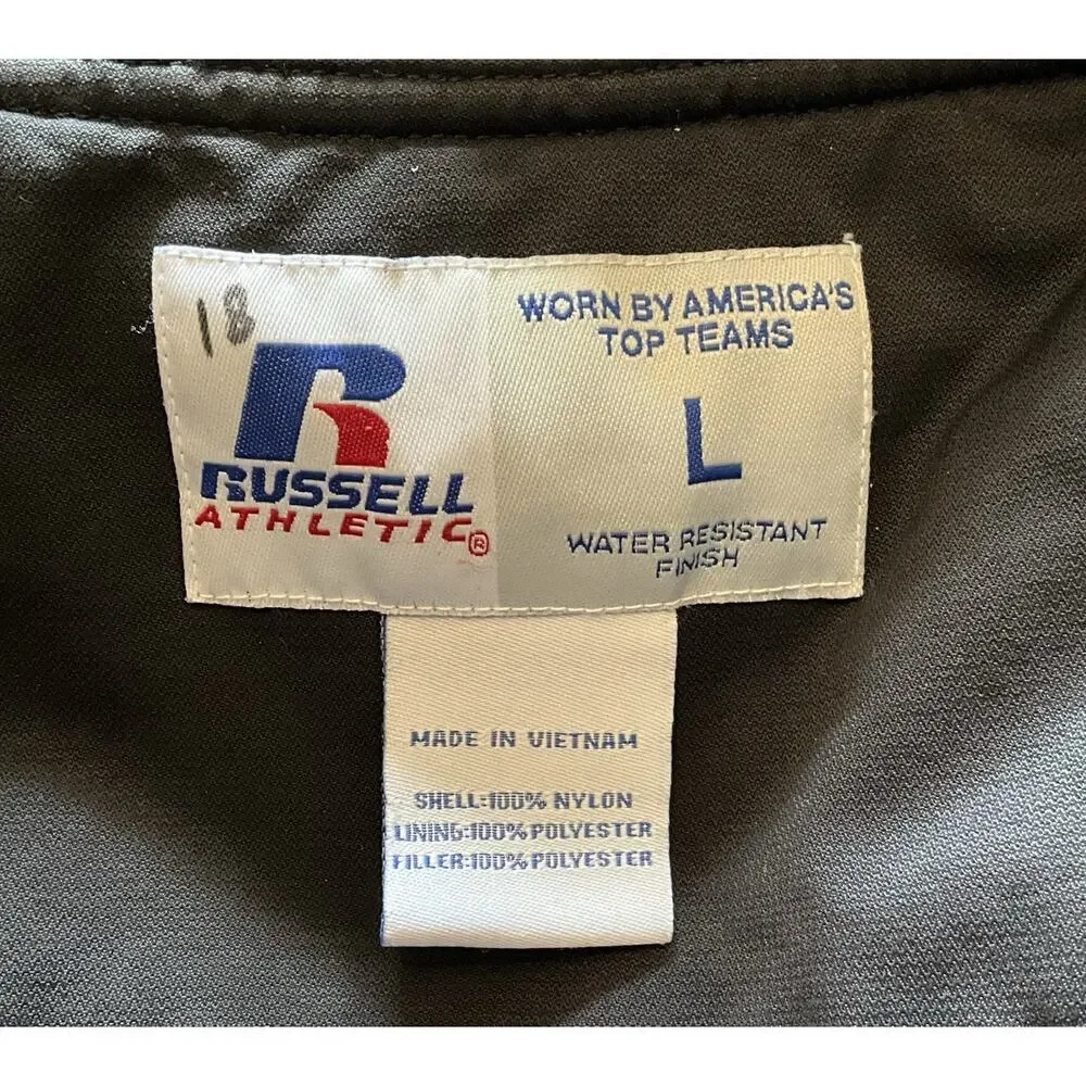 Vintage Russell Athletic Chargers Nylon Dugout Black Bomber Jacket Size Large